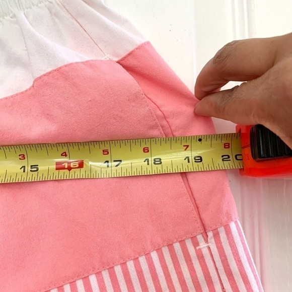 80s Vintage Justin Allen high rise shorts pastel color block stripe pull on M - Picture 3 of 7